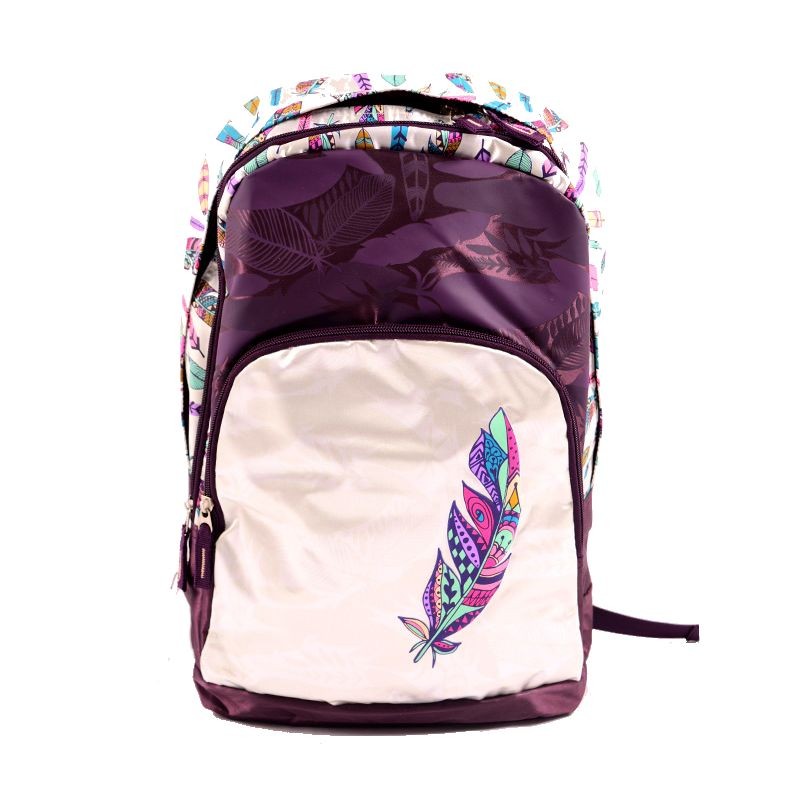 Ghiozdan Boho Tribal, fete, clasele 5-8, 2 compartimente, violet, Pigna - imagine 4